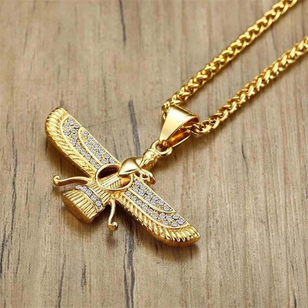 Saudi Arabia Souvenir Gift Custom Logo Design Metal Glitter Gold Plated High Quality Pendant Emblem Necklace for Sale