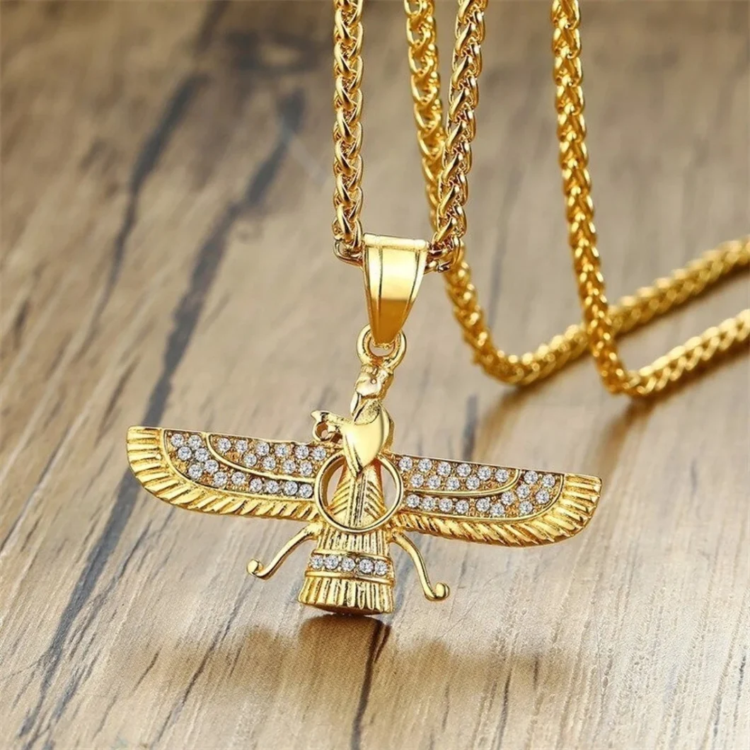 Saudi Arabia Souvenir Gift Custom Logo Design Metal Glitter Gold Plated High Quality Pendant Emblem Necklace for Sale
