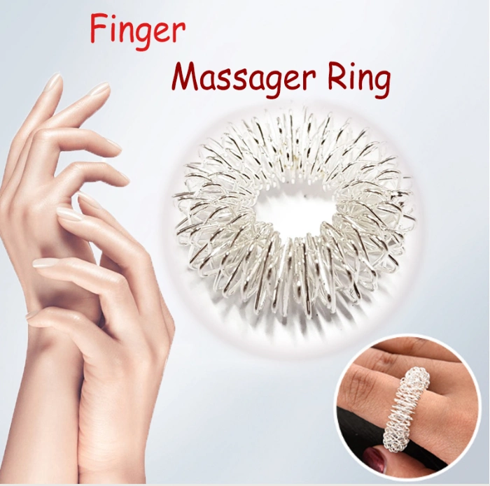Multi-Colored Finger Acupuncture Massage Ring with a Crystal Box