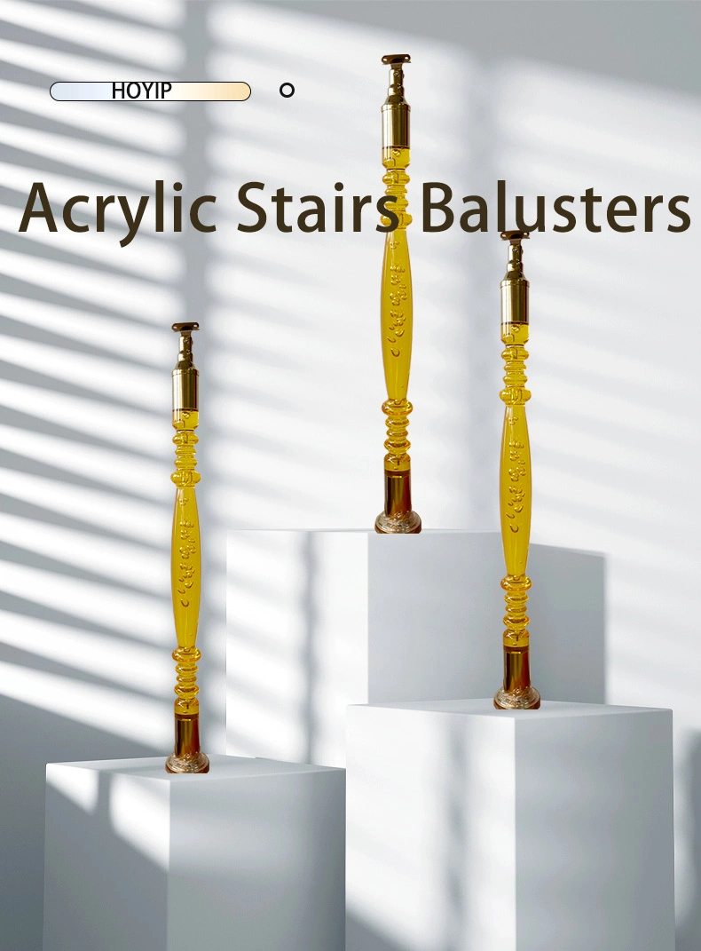 Crystal or Acrylic Column Pillar for Stair Railing Handrail with Stainless Steel Fittings Glass Railings with LED Lamps