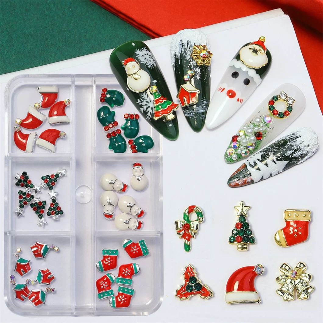 Alloy Christmas Nail Art Diamond Decoration Santa Christmas Tree Snowflake Series Alloy Nail Art Accessories