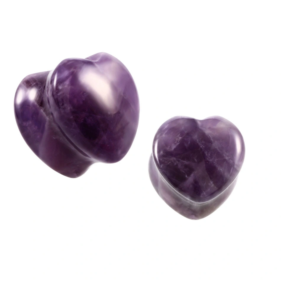 Customizable Heart-Shaped Water Drop Shaped Semi Precious Stone Ear Expanding Powder Amethyst Dongling Jade Tiger Stone Ear Expanding Body Puncture Jewelry