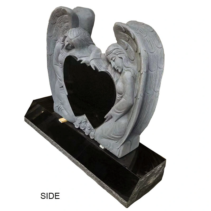 Angel Heart Shaped Carving Granite Headstone Monument Tombstone