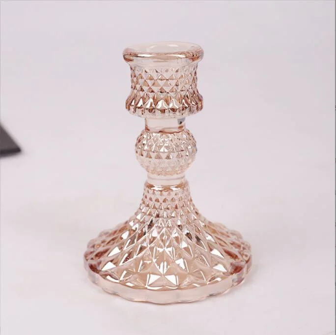 Glass Diamond Candle Holders Set, for Wedding Decoration Festival Party Taper Candle Holders