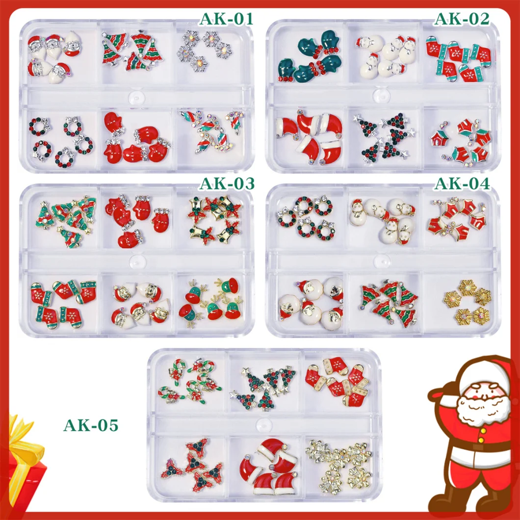 Alloy Christmas Nail Art Diamond Decoration Santa Christmas Tree Snowflake Series Alloy Nail Art Accessories