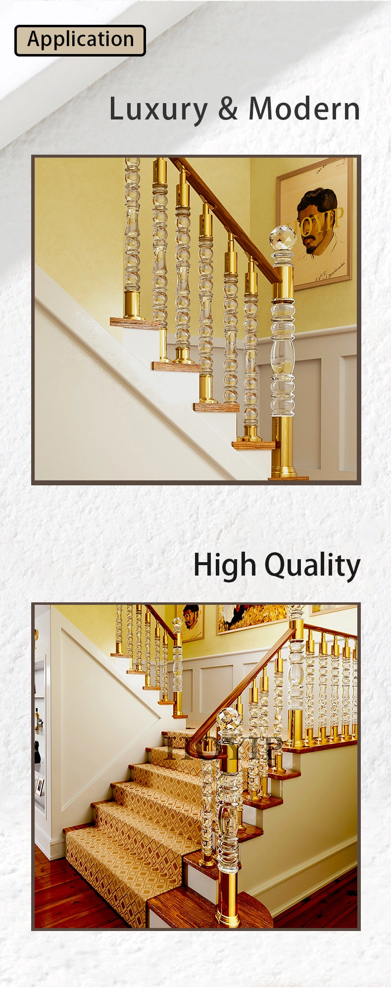 Source Factory Cheap Price Manufacture Bubble Crystal Acrylic Post Column Pillar for Stair Balustrade Railing Fence Deck