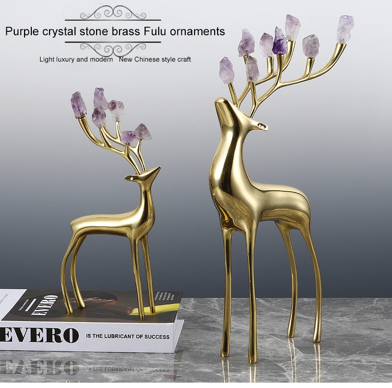 Modern Brass Ornaments Indoor Decorations Wedding Gifts Deer Animal Statues for Home Decor