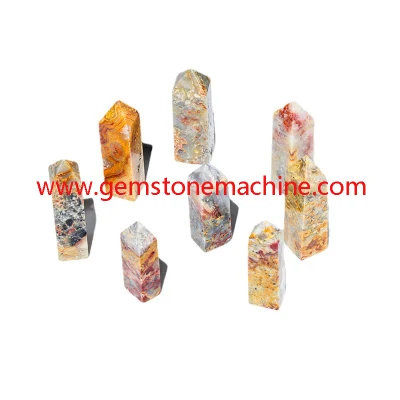 Natural Crazy Agate Single Point Wands Crystal Columns Tower