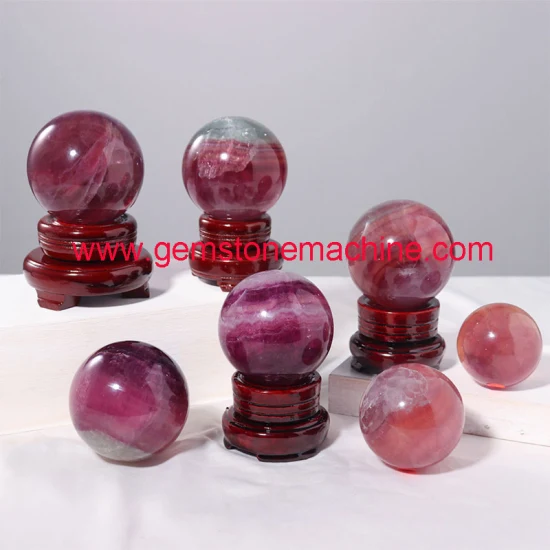 High Quality Beautiful Pink Purple Fluorite Sphere Crystal Carved Ball
