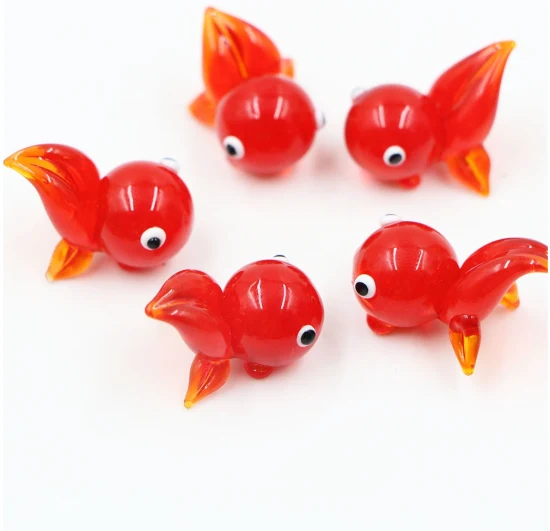 Best Selling Red Murano Lampwork Glass Goldfish Ornament Figurine for Decoration Craft
