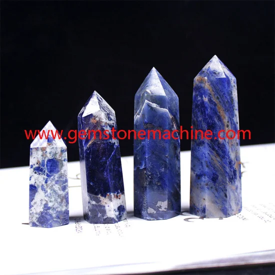 Blue-Vein Stone Sodalite Single Point Wands Crystal Columns Tower