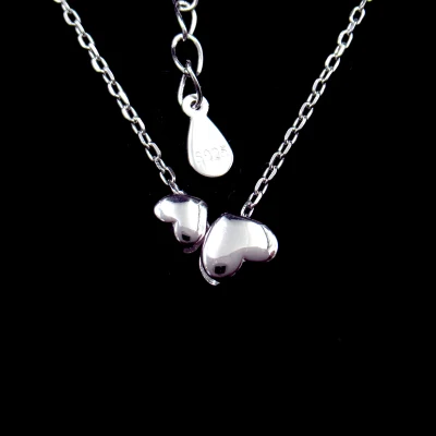 European Style Upside Down Heart Shaped Silver Anniversary Necklace for Lady