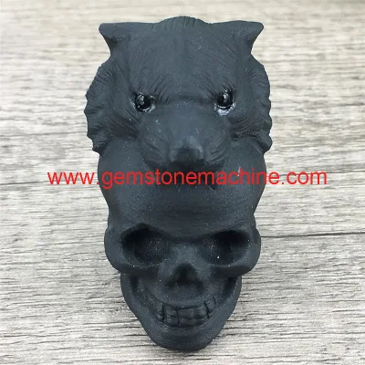 High Quality Black Obsidian Wolf and Skull Crafts Crystal Ghost for Halloween Decoration