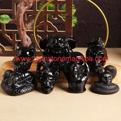 Hotsale Natural Black Obsidian Skull Ghost Carvings for Healing Reiki Fengshui