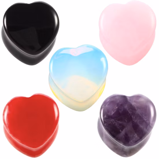 Customizable Heart-Shaped Water Drop Shaped Semi Precious Stone Ear Expanding Powder Amethyst Dongling Jade Tiger Stone Ear Expanding Body Puncture Jewelry