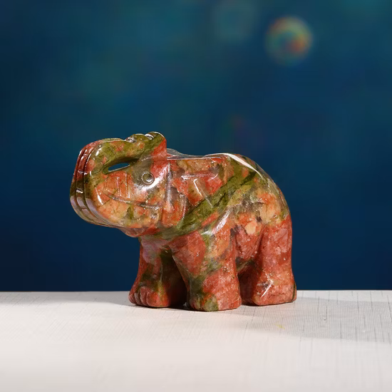 Semi Precious Stone Gemstone Natural Crystal Elephant Carving <Esb01508>