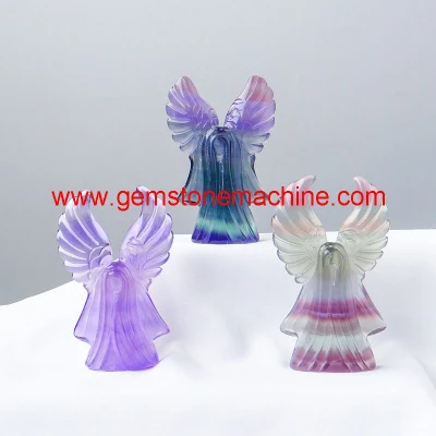 Wholesale Beautiful Purple Fluorite Hand Carved Angel Ghost Purple Carvings