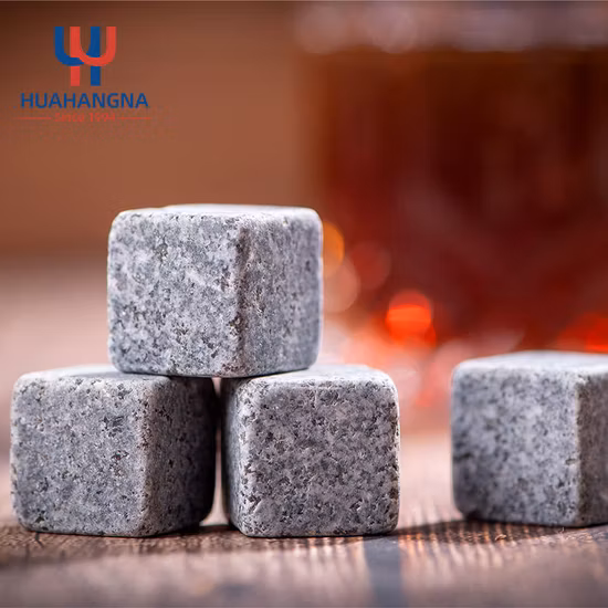 Fancy Custom Logo Crystal Clear Whiskey Glass Set with 4 Granite Chilling Stone and Coaster in Wooden Box for Gift